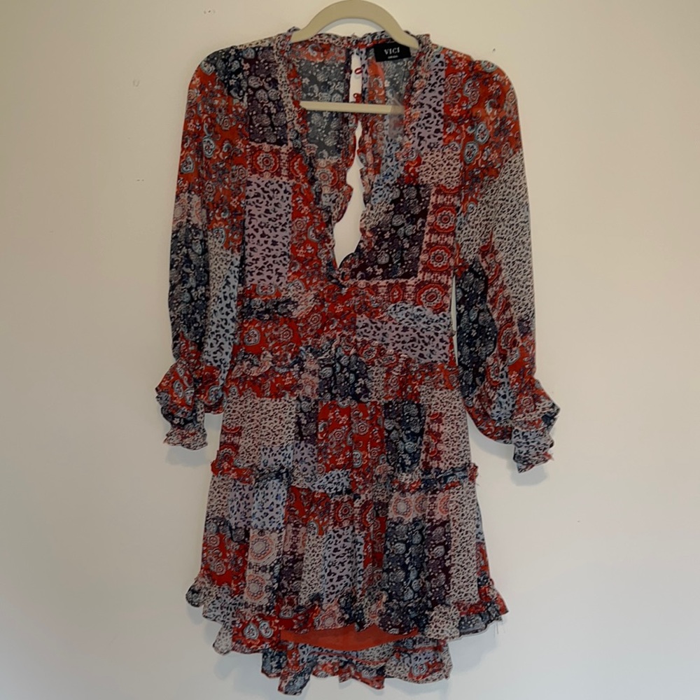 VICI patchwork paisley fall dress with sleeves